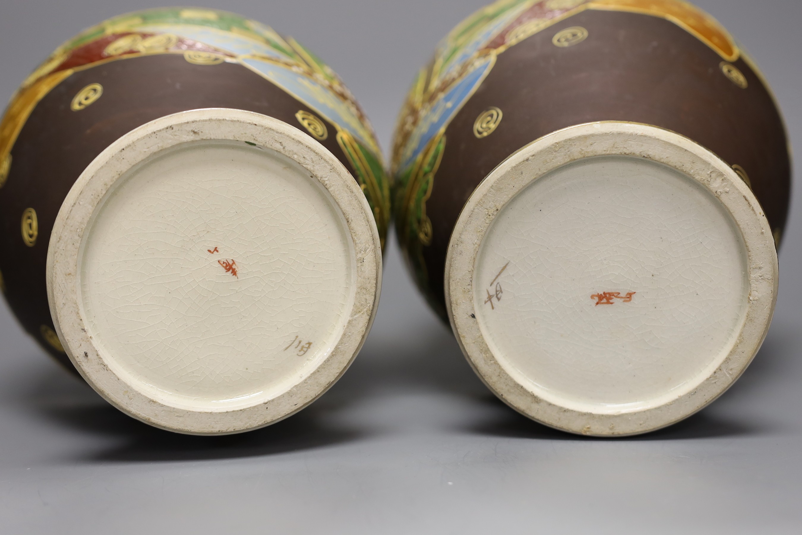 A pair of Satsuma vases, 31cm tall